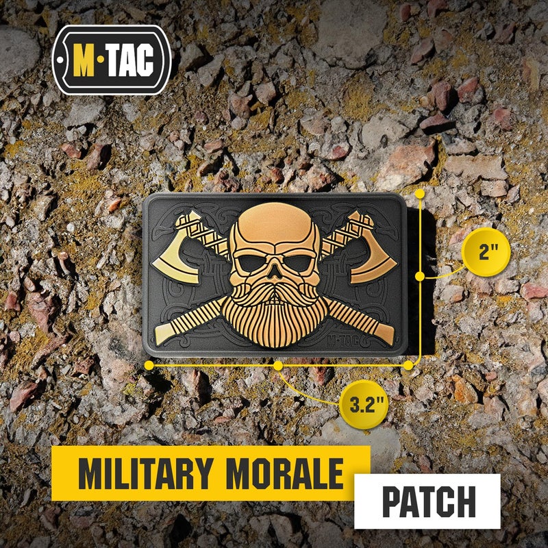 M-Tac Tactical Beard Skull Patch - Military Morale Patch for Gear, Jackets, Backpacks, and Hats - Hook Fasteners for Clothes and Tactical Equipment (Black/Coyote) - Image 2